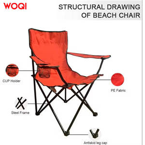 เก้าอี้พับกลางแจ้ง Woqi สีแดง เก้าอี้ชายหาด เก้าอี้แคมป์ปิ้งแบบพกพา น้ำหนักเบา พับเก็บได้ สำหรับปิกนิก ท่องเที่ยว เดินป่า - Product Image 2