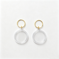 Cadre photo rond transparent personnalisé en acrylique avec porte-clés en métal DIY, pendentif porte-clés en plastique pour cadeau promotionnel
