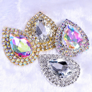 Broche Qiao en cristal œil de cheval rond et goutte d'eau, avec griffes ovales, strass et épingle, accessoire de mode pour corsage - Product Image 3