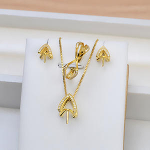 Ensemble de bijoux fins pour femme Wenchi en argent S925, bague ouverte avec pendentif boucle d'oreille, perle et jade, supports vides 16880 Chine - Product Image 1