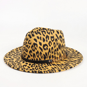 Chapeaux Fedora en laine imprimé léopard, chapeau à large bord pour hommes et femmes, décontracté, printemps-automne, 56-58CM - Product Image 3