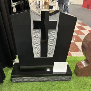 Assolutamente nero granito contemporaneo lapide commemorativa moderna Russia statua per tombe e monumenti cimiteriali - Product Image 2