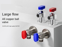 Robinet d'angle à grand débit avec cartouche à bille, spécial pour chauffe-eau, à quatre points, gris anthracite, pour eau froide et chaude