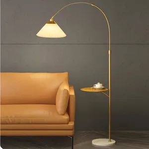 Lampu lantai marmer Modern, lentera lantai memancing melengkung emas, desainer seni untuk ruang tamu kamar tidur