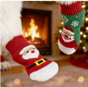 Christmas-themed pet socks for dogs with non-slip <b>PVC</b> <b>glue</b> dots, elastic band, and indoor base, featuring a festive style - Product Image 3