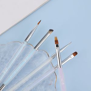Pinceau à ongles double embout pour manucure, stylo de photothérapie en silicone pour motifs floraux, pinceau plat en poils synthétiques avec virole ondulée, outil de nail art - Product Image 4