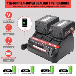 Estación de Carga de Baterías de Doble Puerto Compatible con la Batería de Litio MilWaukees de 18 V, Cargador de Baterías Rápido M 18S con 2 Puertos <span class=keywords><strong>USB</strong></span> - Product Image 4
