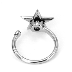 316L Stainless Steel <b>Fidget</b> <b>Rings</b> Double Star Design Adjustable Gemstone Accent Modern Fashion Jewelry for Men Women Daily Wear - Product Image 3