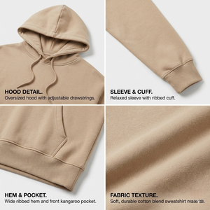 Sudadera con Capucha Minimalista de Corte Holgado, Felpa Gruesa de 360 g/m², Personalizable con Logotipo, de Bajo Costo, para Ropa Urbana - Product Image 4