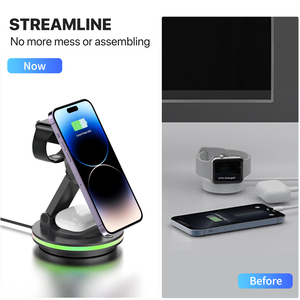 Xu Hướng Sạc Không Dây Nhanh Chóng Sạc Trạm Đa Chức Năng Có Thể Gập Lại 15W Từ <span class=keywords><strong>Adapter</strong></span> Không Dây Với Ánh Sáng Xoay - Product Image 4