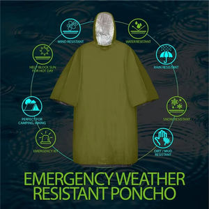Camping en plein air Portable d'urgence étanche Poncho premiers soins imperméable PE Film d'aluminium - Product Image 5