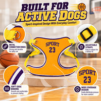 Harnais pour chien de style basketball, en maille rembourrée, avec sangle de poitrine réglable en Y, pour bouledogue français, fournisseur de marques privées