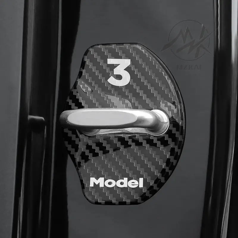 4pcs aluminum Car decoration accessories Door Lock Buckle Covers protector plate For TESLA Model Y model 3