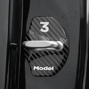 Accesorios de decoración de aluminio para coche, cubiertas de hebilla de cerradura de puerta, placa protectora para TESLA modelo Y Modelo 3, 4 Uds.