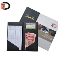 Porte-cahier de présentation pour restaurant, café, bar, en PVC/PU noir, avec logo doré, pour menu, facture, notes, bloc-notes