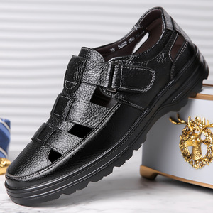 Zapatos Casuales de Cuero Genuino para Hombre, Punta Cerrada, Transpirables, Sin Cordones, para Caminar en Verano, Talla 48, Suela de Goma, Entresuela de EVA - Product Image 1