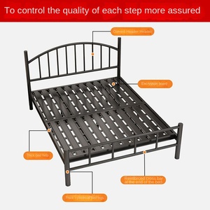 Cama Moderna con Estructura <span class=keywords><strong>de</strong></span> Hierro para <span class=keywords><strong>Alquiler</strong></span> en Hoteles, Hospitales, Escuelas, Villas y Apartamentos - 1.8m con Tapicería <span class=keywords><strong>de</strong></span> Tela - Product Image 4