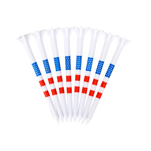 <b>Golf</b> Ball Tee With Flag Pattern Striped Cleats Plastic 83mm Four Corner Durable For <b>Golf</b> Sports - Product Image 2