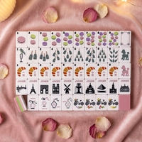 Ensemble de Mahjong en Acrylique Rose Oh La La, Nouveau Motif Américain, Luxueux et Élégant, Jeu de Table, Cadeau, Casino, Jeux d'Hasard