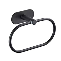 Ensemble de barres porte-serviettes autocollantes en acier inoxydable de qualité supérieure, kit d'accessoires de salle de bain sans perçage, noir mat, pour la maison