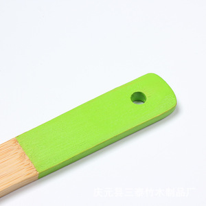 Espátula de bambú con mango pintado, utensilio de cocina antiadherente para proteger sartenes y ollas - Product Image 1
