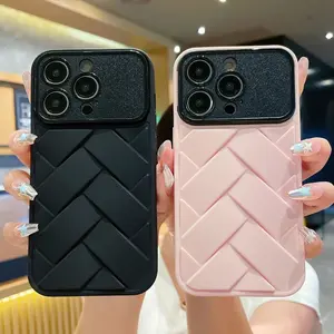 New Arrival Soft Rubber Cover Weave Lens Protection Shockproof Window Phone Case for iPhone 15 Pro Max 14 Pro 13 12 11 XS MAX XR