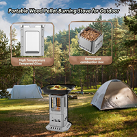 Barbecue portable léger en acier avec écran anti-étincelles pour camping et jardin, compatible granulés de bois