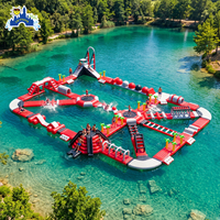 Parc aquatique gonflable commercial flottant avec parcours d'obstacles, grand équipement de jeu aquatique gonflable pour lacs et centres de villégiature