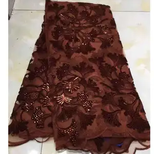 velvet brown fabric Suppliers-factory outlet good price french velvet fabric 2020 brown nigerian sequin lace for big wedding