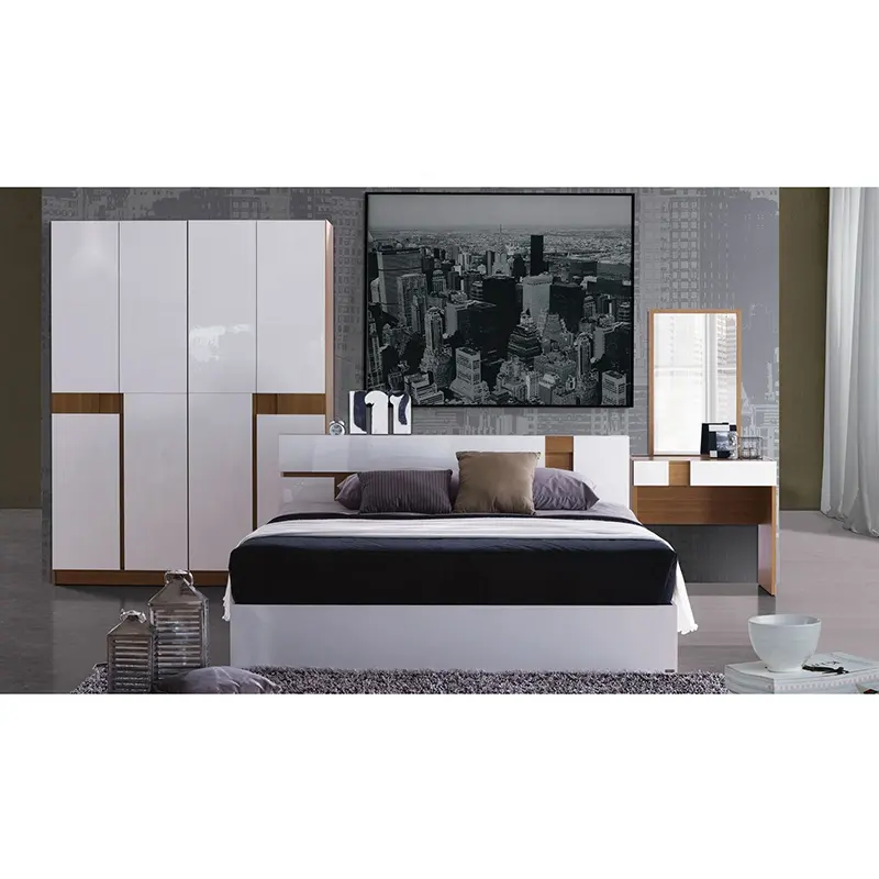 NOVA 20HAA003 Меламиновый набор мебели для спальни с двухспальной кровати/4 дверцами/зеркальный комод