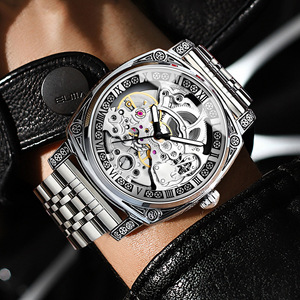 Binbond Men's Automatic Mechanical Watch Skeleton Design Luminous Stainless Steel Band 50m Waterproof Sports Wristwatch - Product Image 2