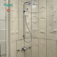 Frascio laiton rétro Design classique filigrane ensemble de douche salle de bain douche double sur Rail colonne de douche avec ensemble d'entrée d'eau