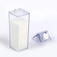 500ml/1000ml sans BPA, vente en gros, tasse transparente en plastique, récipient à lait, bouteille d'eau transparente, gobelet en acrylique avec couvercle