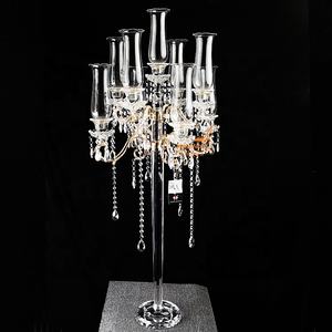 Evento decorazioni da tavola di nozze centrotavola <span class=keywords><strong>oro</strong></span> braccio candelabri in metallo 9 titolari di nozze candelabri di cristallo in vendita - Product Image 2