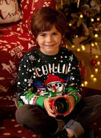 Sweat-shirt imprimé de Noël pour garçons, motif bonhomme de neige, col rond, manches longues, pour fête de fin d'année, personnalisable OEM, GSM non spécifié