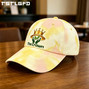 Casquette de baseball structurée 6 panneaux tie-dye avec logo personnalisé, vente en gros, brodée, chapeau d'été, fabricant, casquette rigide imprimée - Product Image 5