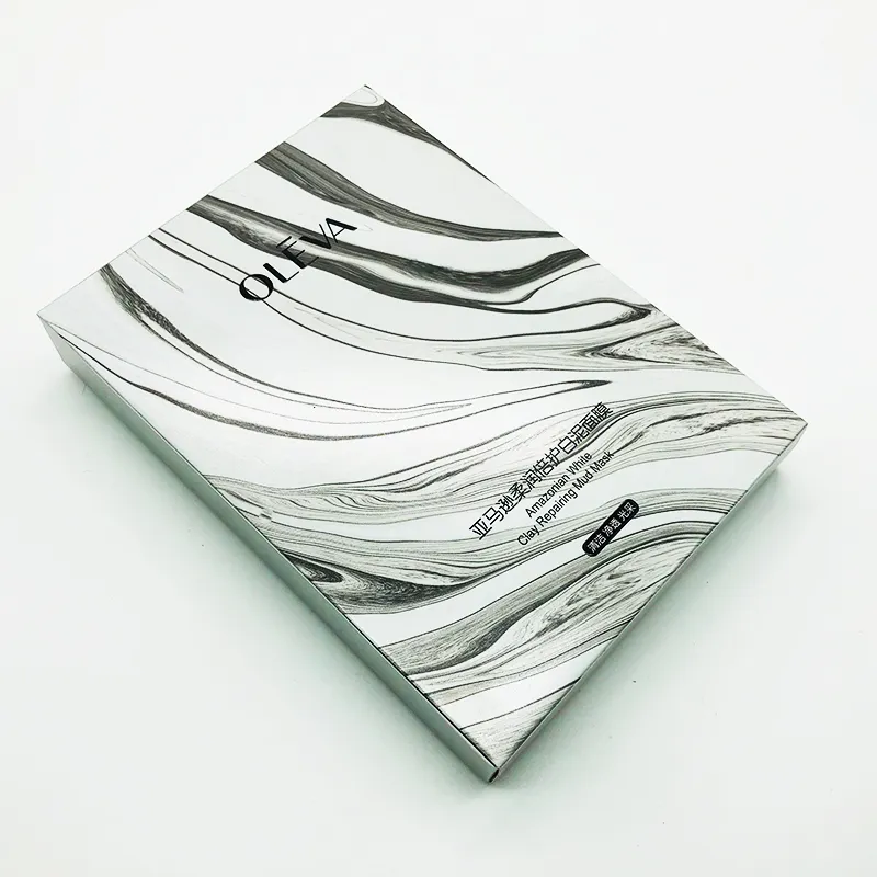 Caja de papel plegable con impresión personalizada, cartón plateado, en relieve, para producto facial