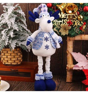 Décoration de Noël : Père Noël bleu, rennes, sapin de Noël, bonhomme de neige, poupée bébé créative extensible en fourrure, support en tissu - Product Image 5