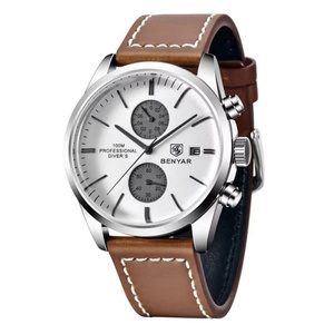Montres-bracelets pour hommes BENYAR BY5187 en cuir, quartz, marque de luxe, étanches 100 m, chronographe sport pour hommes - Product Image 5