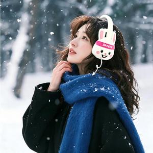 Cuffie auricolari wireless BT personalizzate all'ingrosso, in peluche, calde, a forma di coniglio o riccio, con tecnologia BT5.4, scaldacore d'aria invernali - Product Image 6