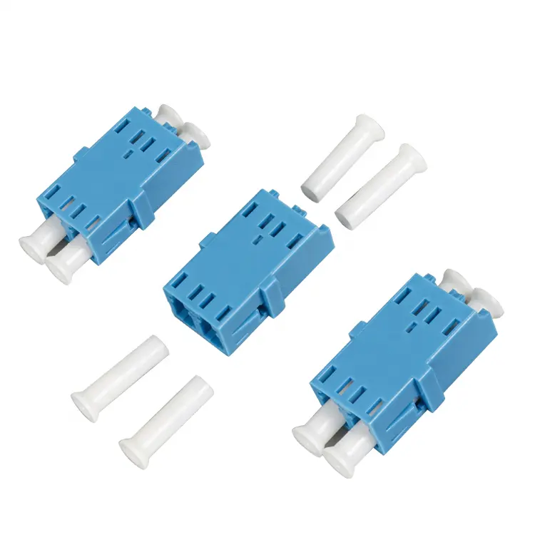 Adaptador de fibra óptica para cable de parche, adaptador de cable de conexión de cable de fibra óptica, azul, dúplex, con brida, manga de Metal SC FC LC APC UPC