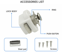 Loquet de tiroir miniature blanc de 31 mm sans perçage, bouton-poussoir, résistant à la corrosion, pour caravane, camping-car, bateau, VR