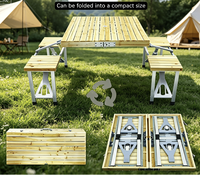 Table pliante compacte en bois et aluminium, étanche, avec 4 chaises, idéale pour le camping, les pique-niques et les jardins – Vente chaude directe usine