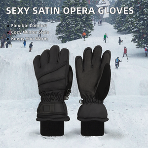 Gants longs à franges sexy en satin pour femme, en coton/polyester/spandex, pour l'hiver, le ski, la mode, les cocktails, les banquets et les soirées - Product Image 2