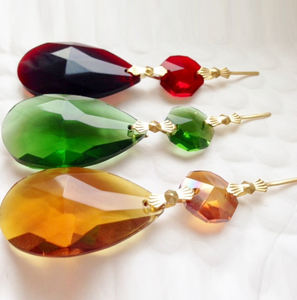 Candelabro de cristal verde y <span class=keywords><strong>mber</strong></span>, prismas, gota de luz, de color verde y azul - Product Image 2