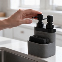 Distributeur de savon liquide en résine de grès avec pompe, rechargeable, pour salle de bain et évier de cuisine