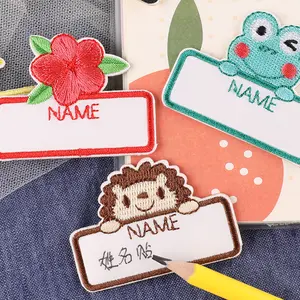 Patch bordir kustom desain baru swakriya tambalan nama pribadi animee menempel pada tas sekolah Tag nama seragam