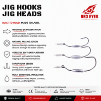 Hameçon Jig Head à Clip de Ressort Red Eyeds, Échantillon Gratuit, 2.5g 5g, pour Pêche en Roche, Vente en Gros