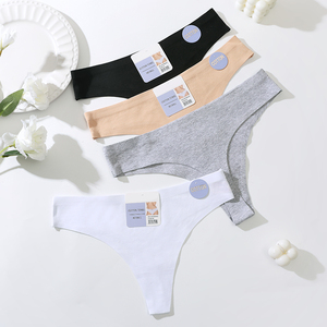Venta de Fábrica 4 Colores Ropa Interior Cómoda Tanga Transpirable de Algodón Cintura Baja Bragas para Mujer - Product Image 3