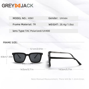 Gafas de sol Greyjack para mujer TR90 con montura cuadrada UV400, lentes polarizadas TAC tipo 3, color negro K061 - Product Image 5